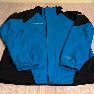 Columbia Omni-Tech waterproof breathable rain jacket blue black L